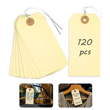 120 PCS Manila Tags with Wire, 4 3/4" x 2 3/8" Heavyweight Shipping  Invento...