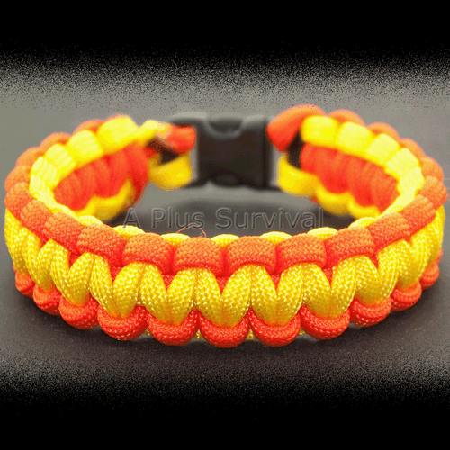 Bracciale Sopravvivenza Corda Paracord Arancione e Giallo Neon - Made in USA - Foto 1 di 2