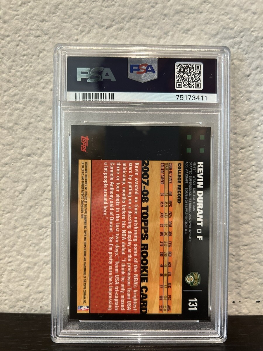 2007-08 Topps Chrome #131 Kevin Durant Supersonics RC Rookie PSA 9