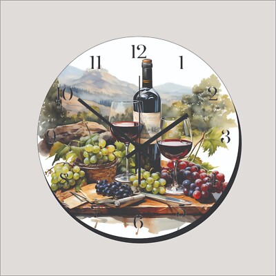 Vineyard Wine Bottle Glass Art Wall Hanging Wall Clock art Time Piece Home Decor