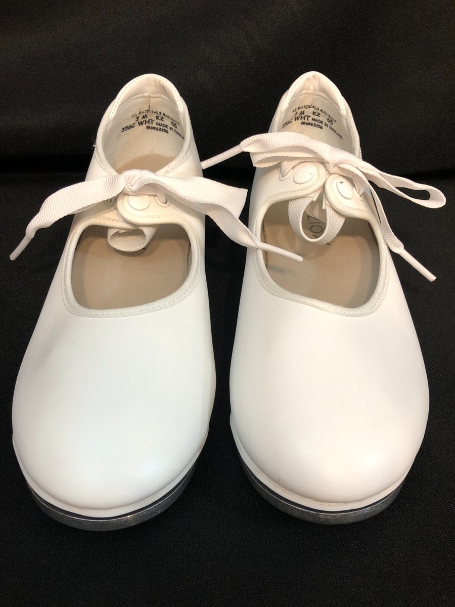 Capezio 356C White Girls Child Knotted Ribbon Shuffle Dancer Tap