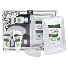 Foot Care Pedicure Gift Set- Mint and Lemon Spa Kit Foot Scrub Mask Pumice Stone