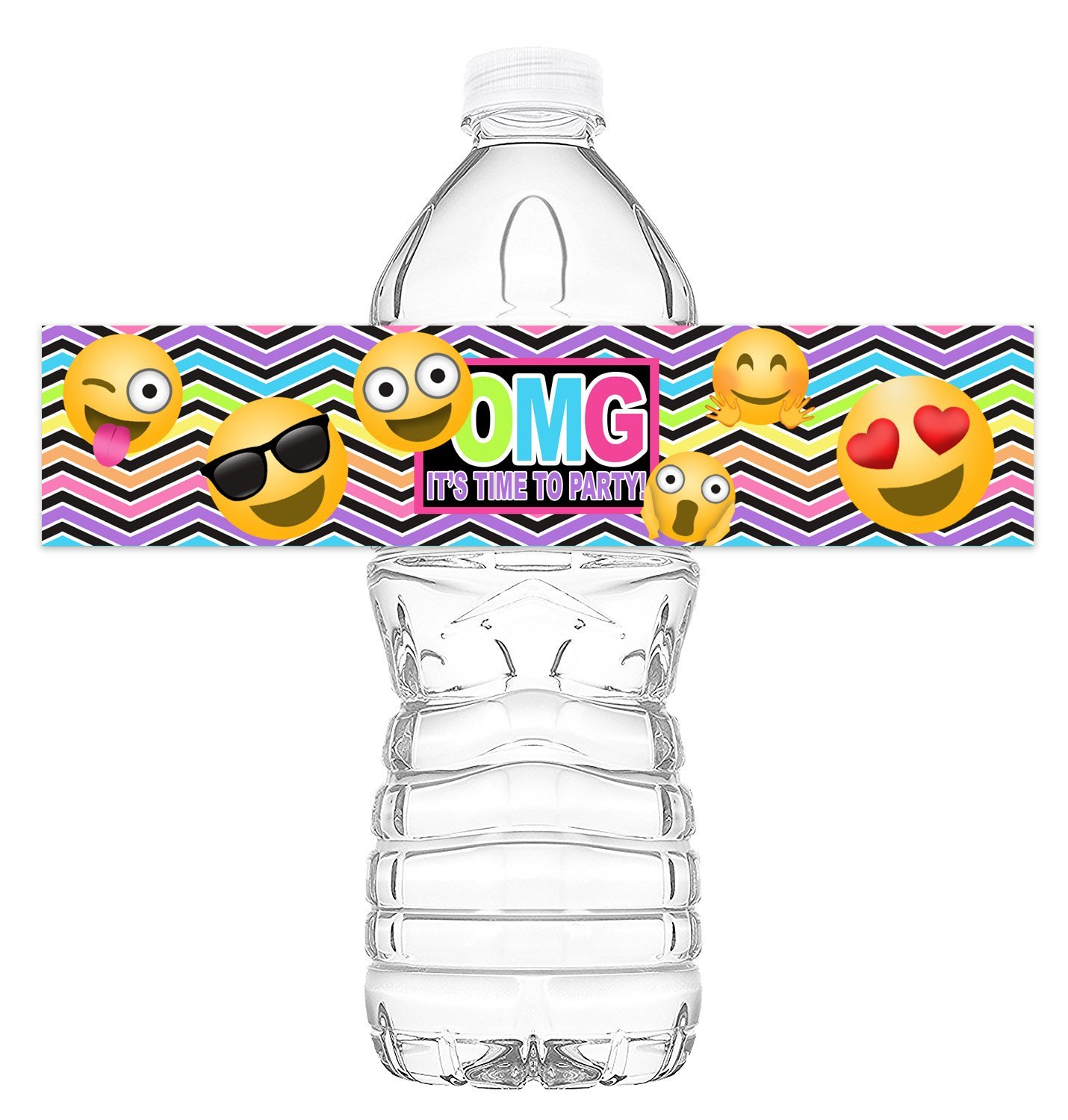 Emoji Bottle Wraps - 20 Emoji Water Bottle Labels - Emoji Decorations - Made in