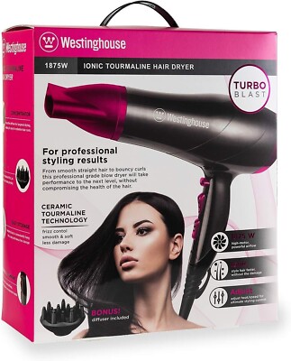 Westinghouse 1875 Watt Ionic Tourmaline Hair Dryer New Lightweight & powerful