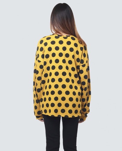 Ladies Sweatshirts Trendy Stripe Polka Dot Cotton Terry winter Worm Top Jumper - Picture 12 of 12