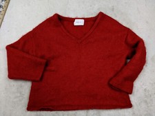 H M Edition Womens M Red Mohair Wool V Neck Pullover Sweater