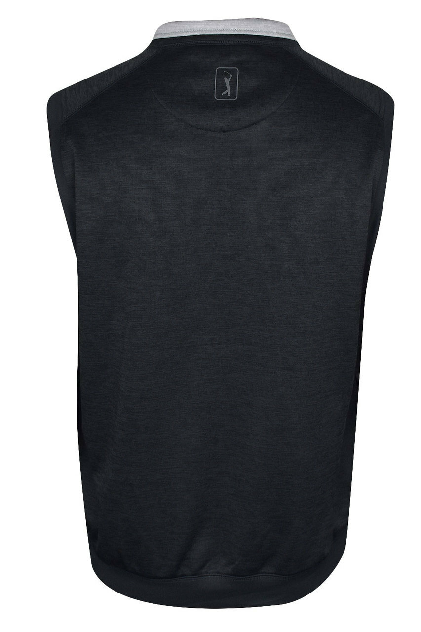 New NWT Mens PGA TOUR Golf Vest Sunflux Motionflux Repelflux BLACK/GRAY