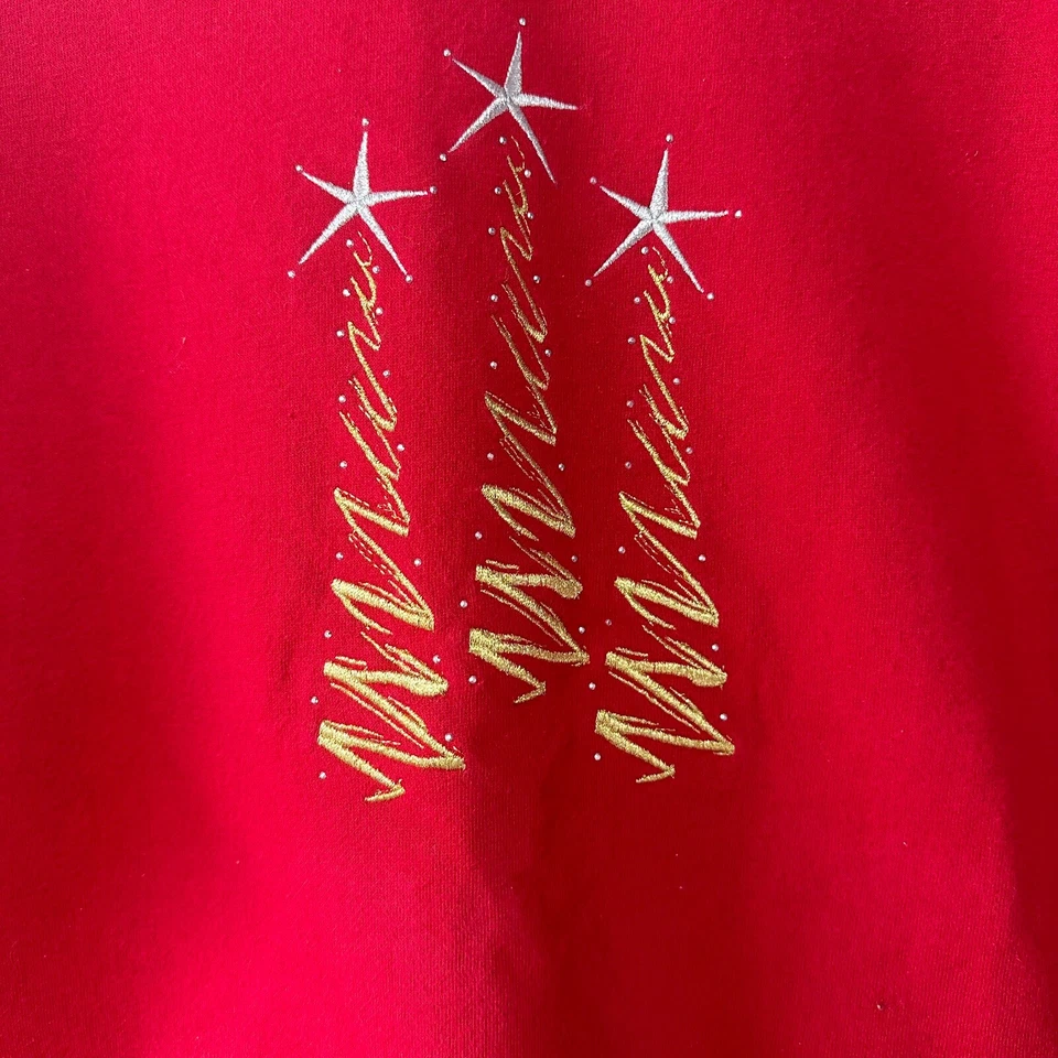 Moletom M & C Sportswear Feminino M Ouro Vermelho Bordado Árvores de Natal Antigo - Imagem 4 de 4