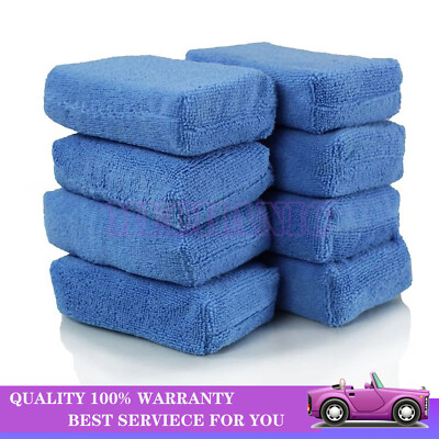 8x Pad Polishing Pads Soft Care Auto Polish Wax Microfiber Applicator Car Sponge