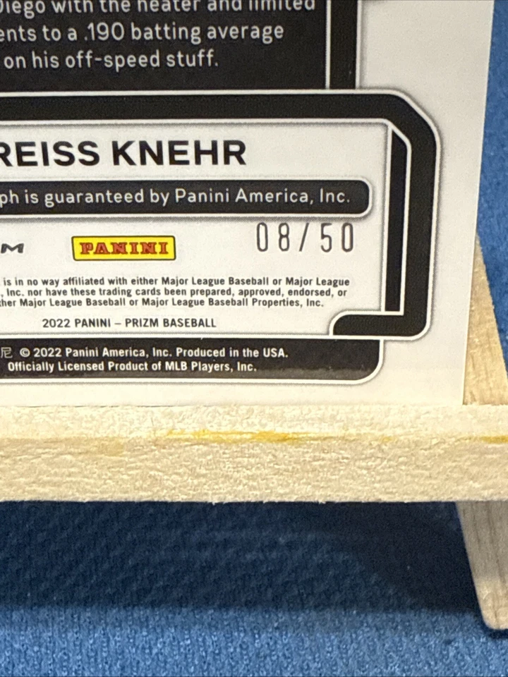 2022 Prizm Baseball Reiss Knehr Rookie Auto White Prizm  #RA-RK 2022 RC 08/50 - Image 3 of 3