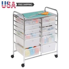 Rolling Storage Cart Organizer W/12 Plastic Drawers Ideal Storage Home Classroom