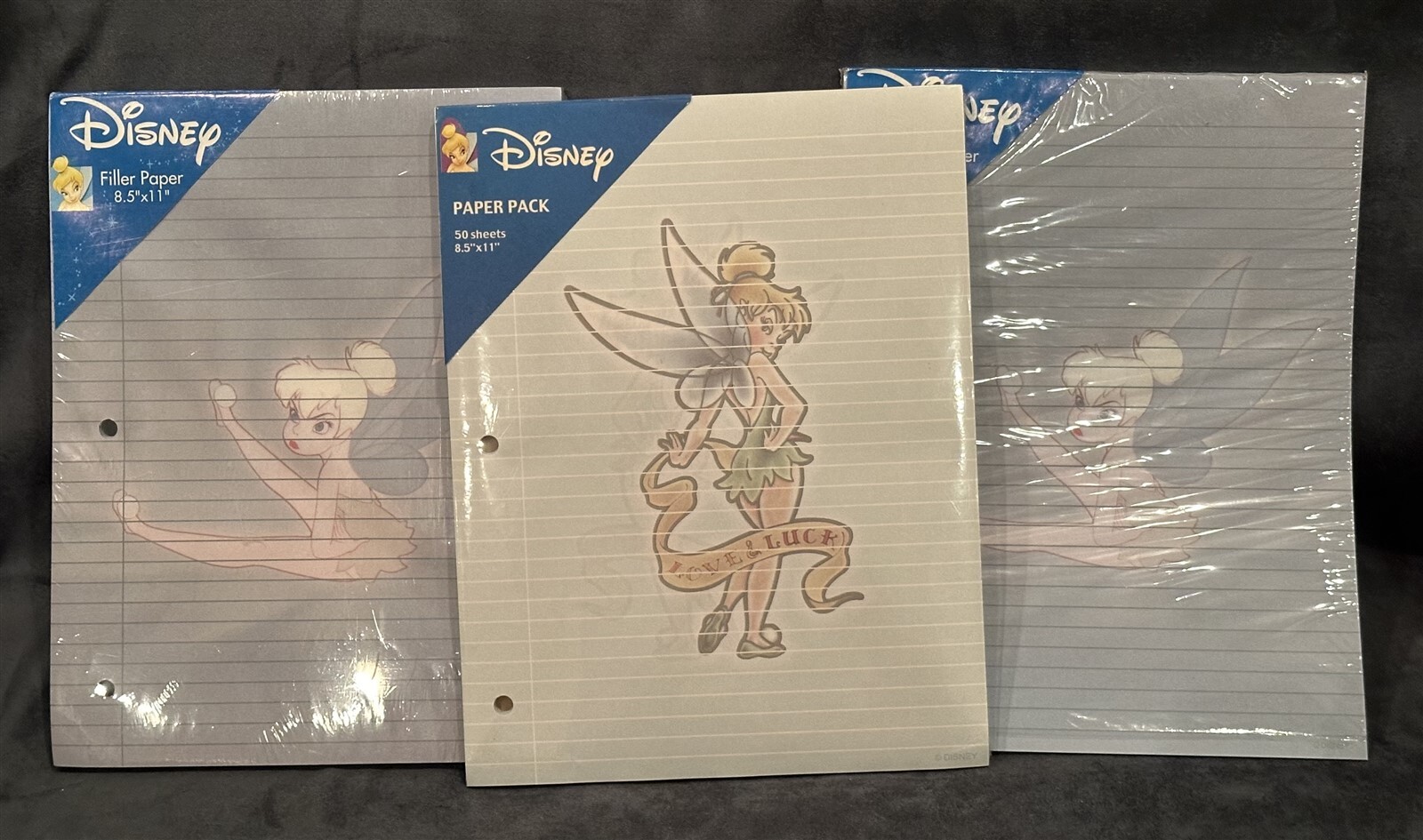 Disney TINKER BELL 3 Ring Notebook Filler Pages 149 Sheets 3 Packages MINT