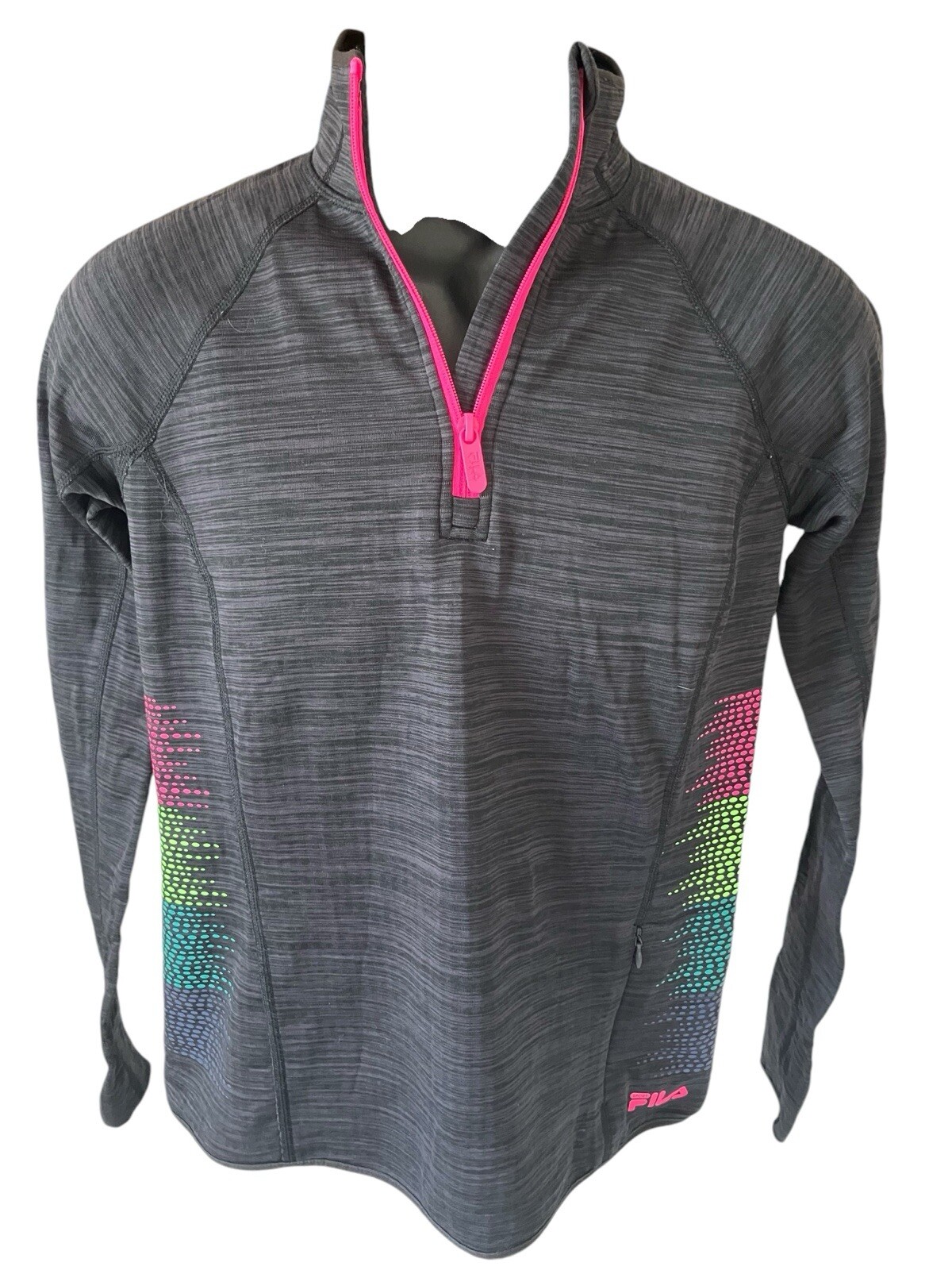 Fila Sport Giacca Running Donna Pullover Piccolo Nero Rosa Verde Bordo 1 4 Zip