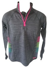 Fila Sport Running Jacket Women's Small Pullover Black Pink Green Trim 1/4 Zip