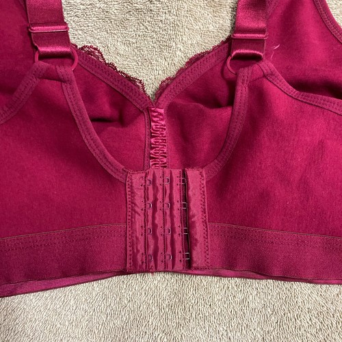 Comfort Choice Full Figure Wireless Bra 50C Red Lacey Lightly Lined Back Closure - Picture 15 of 16