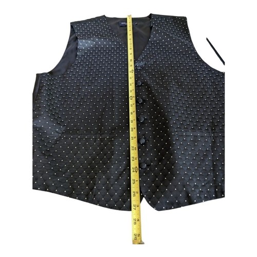 Umo Lorenzo Black w/silver polka dots Vest, pocket square & Bowtie Size XL - Picture 5 of 8