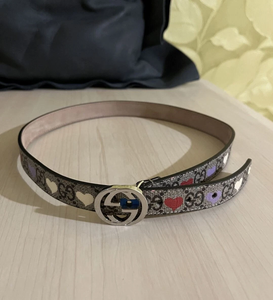 Ceinture à boucle imprimée Gucci fille GG Supreme