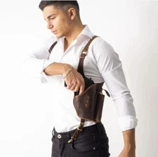 L051 Shoulder Holster with Mag Pouch Colt 1911, Beretta CZ 75, GLOCK LEFT-HANDED