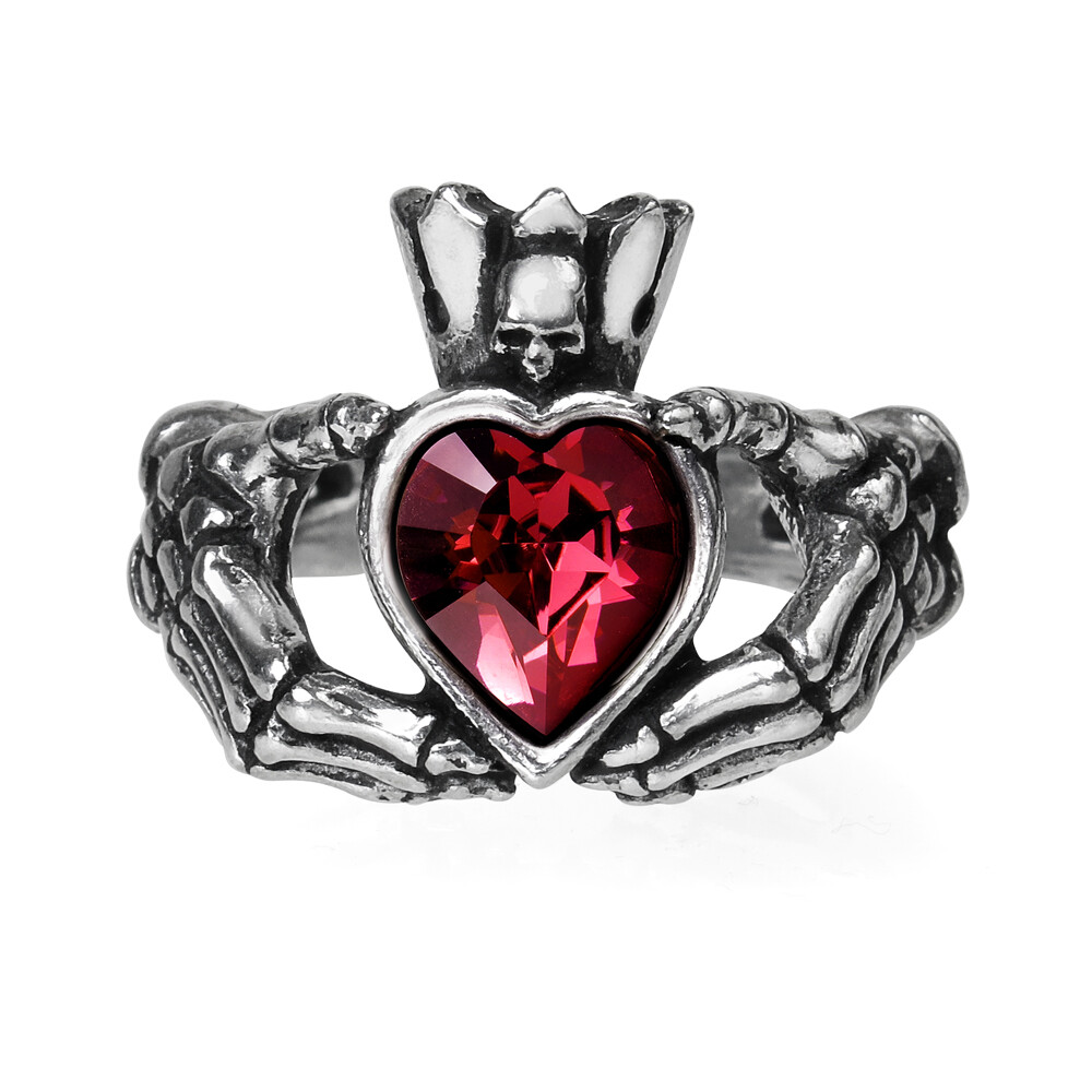 ALCHEMY GOTHIC: Claddagh By Night ring※Ｑ Alchemy Gothic Claddagh By Night Ring Pewter Red Crystal