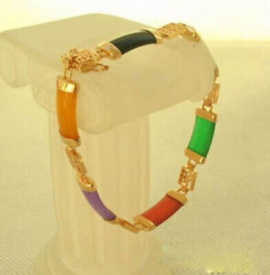 Vintage Style Natural Jade Bracelet For Women – 18K Gold Plated Fashion Bangle