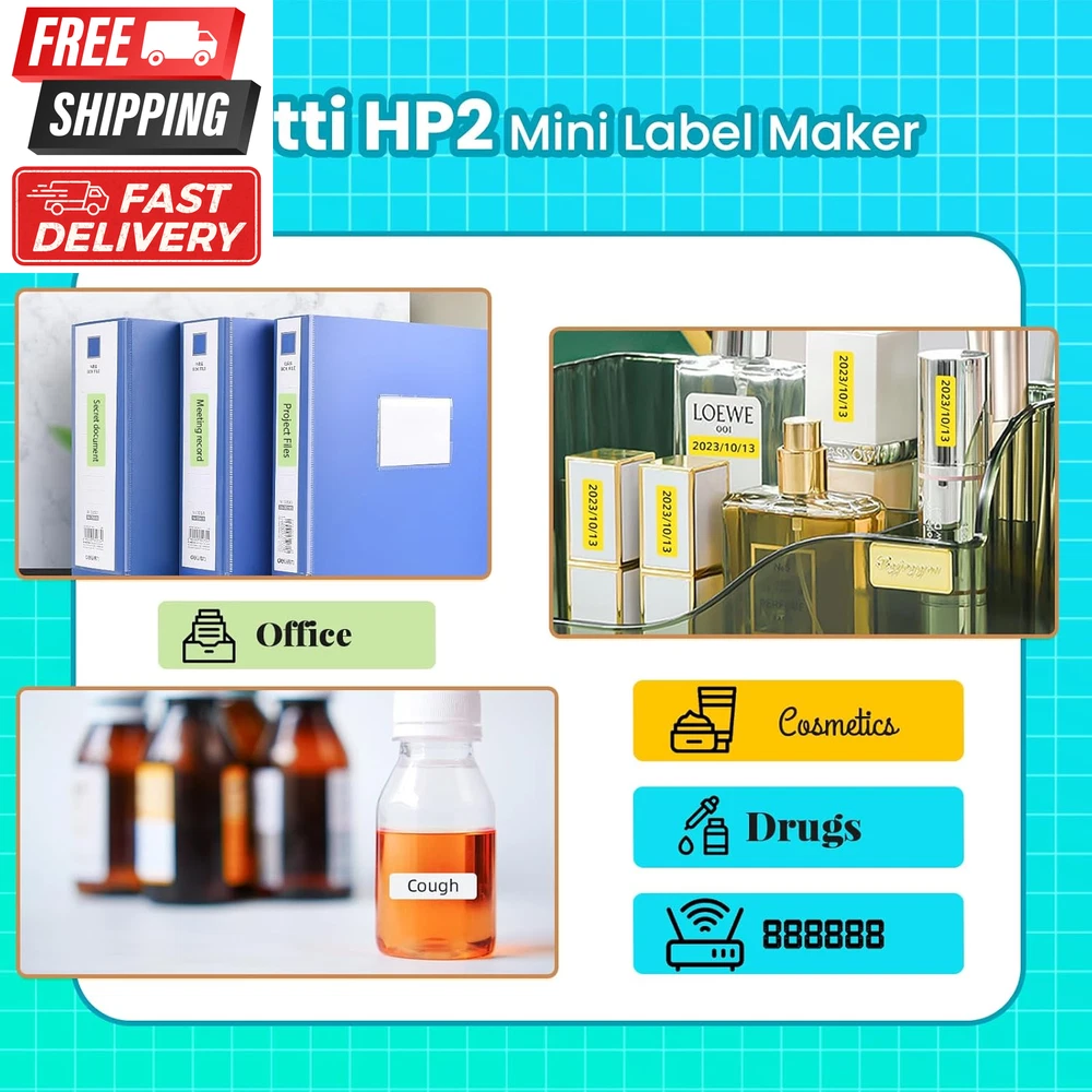 Portable Bluetooth Label Maker Machine with Tape for Home Office Storage Organization