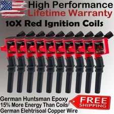 DG508 Red Ignition Coils 10 Pack For Ford F-150 XL F250 Lincoln 4.6/5.4L V8 V10
