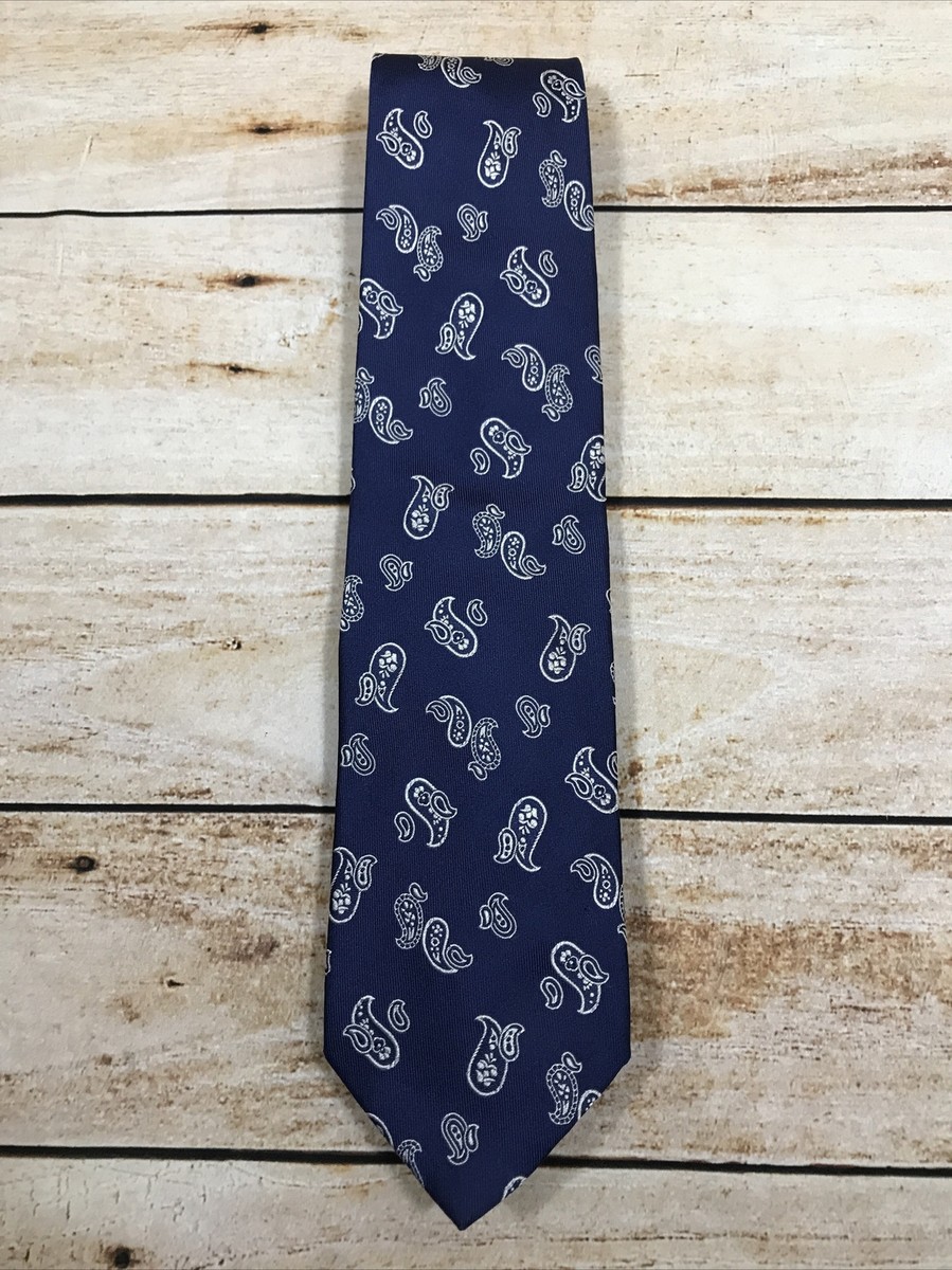 TAILORBYRD Collection 100% Silk Men's Neck Tie Navy Blue Paisley