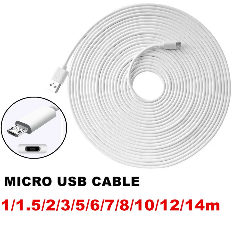 Cable de carga micro USB cable de sincronización blanco 2m/3m/5m/6m/7m/8m/10m para Android - Imagen 3 de 4
