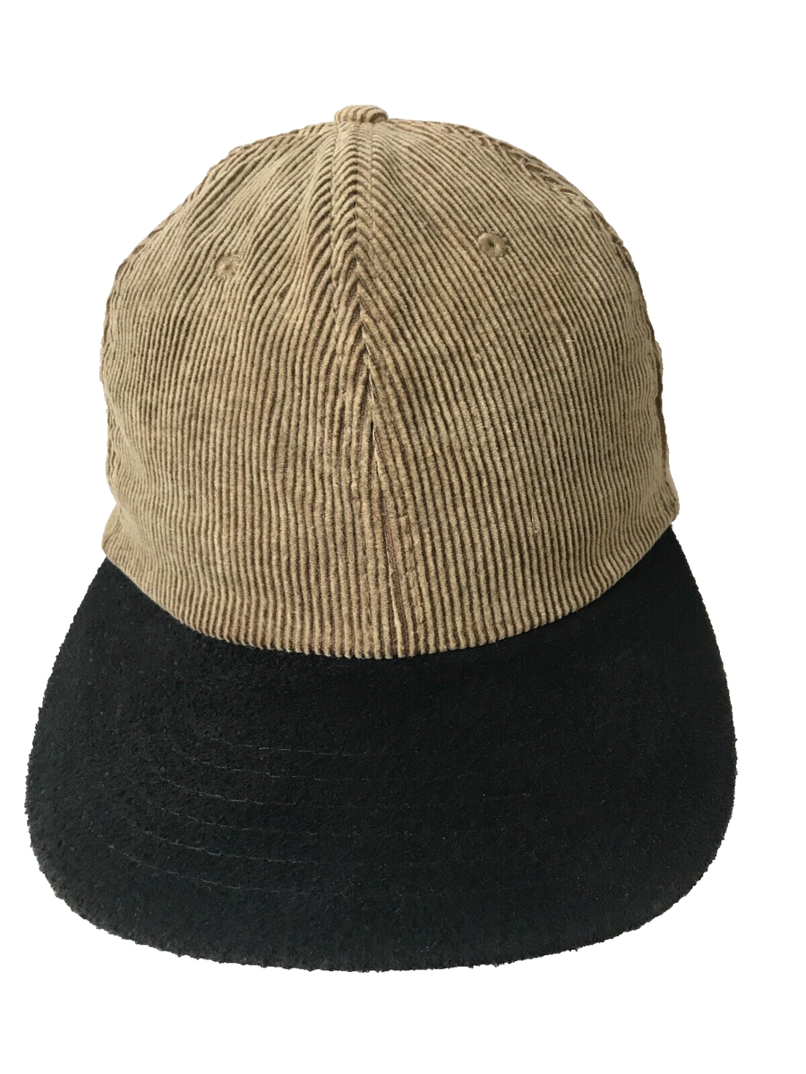 Adult Brown Black Corduroy Strap Back Logo Adjustable Baseball Cap