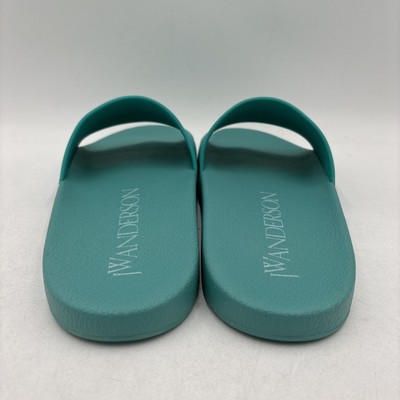 JW Anderson Men\'s Logo Pool Slide Sandals Luxury Brand Blue 43 NWT JW ANDERSON Blue Rubber/PVC Logo-Embossed Pool Slide Sandals  main image 4