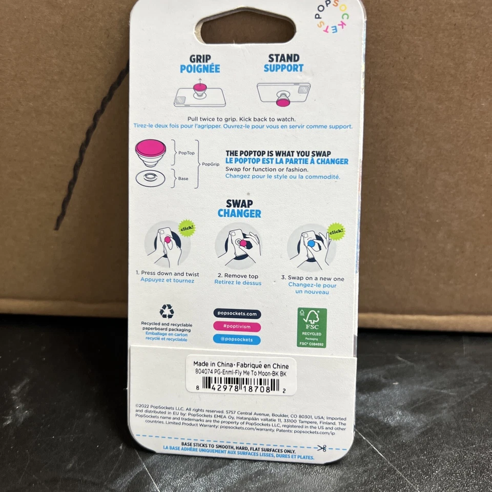 PopSockets PopGrip Enamel Cell Phone Grip & Stand - Fly Me To The Moon - Image 2 of 2