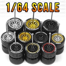 1/64 Scale 20 SPOKE BBS LM Tread Real Rider Wheels Rims Rubber Tire Set for Hot