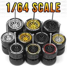 1/64 Scale 20 SPOKE BBS LM Tread Real Rider Wheels Rims Rubber Tire Set for Hot