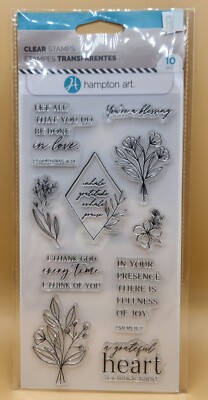 Hampton Art Clear Stamps 10 pieces, SC1043, Scripture Gratitude Flowers Love NEW