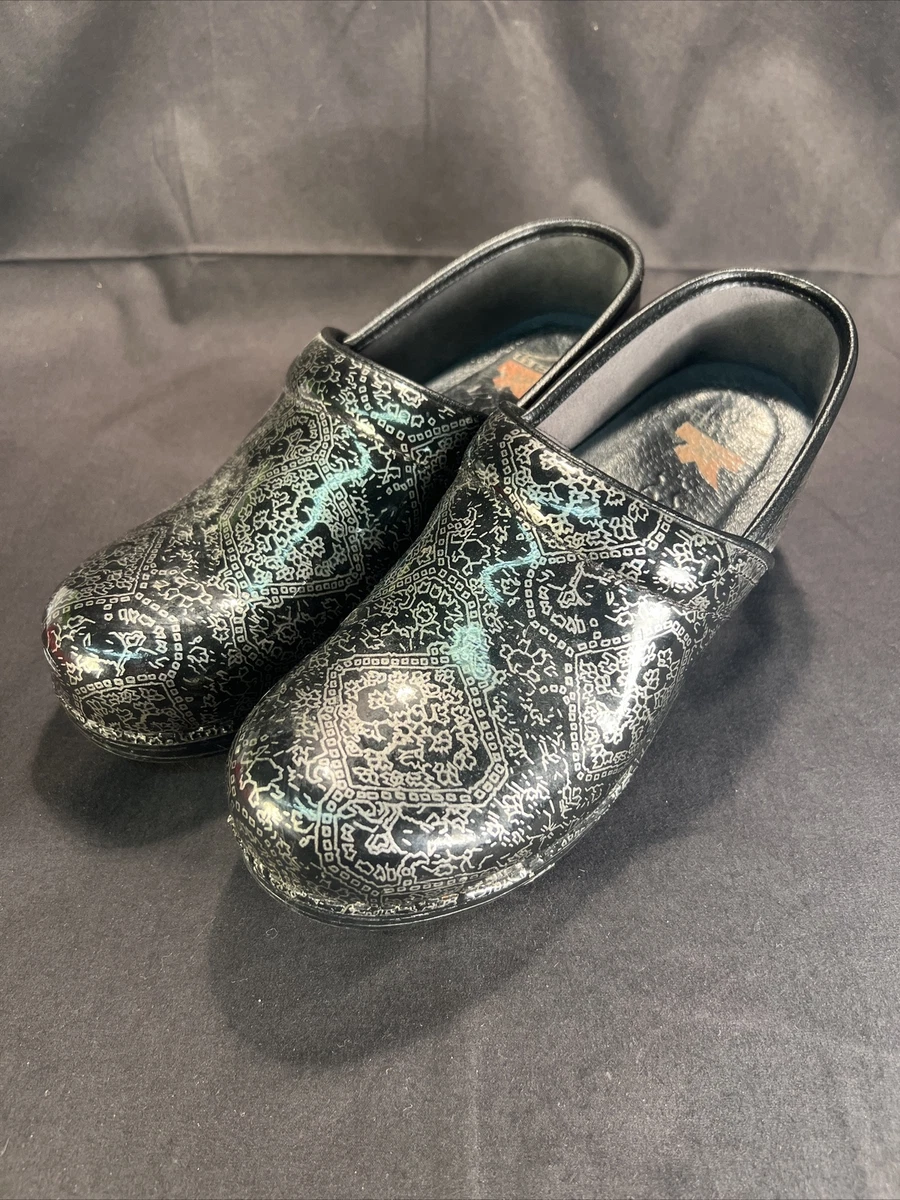 Dansko Pro XP Black Silver Casual Comfort Clog Womens Size 40