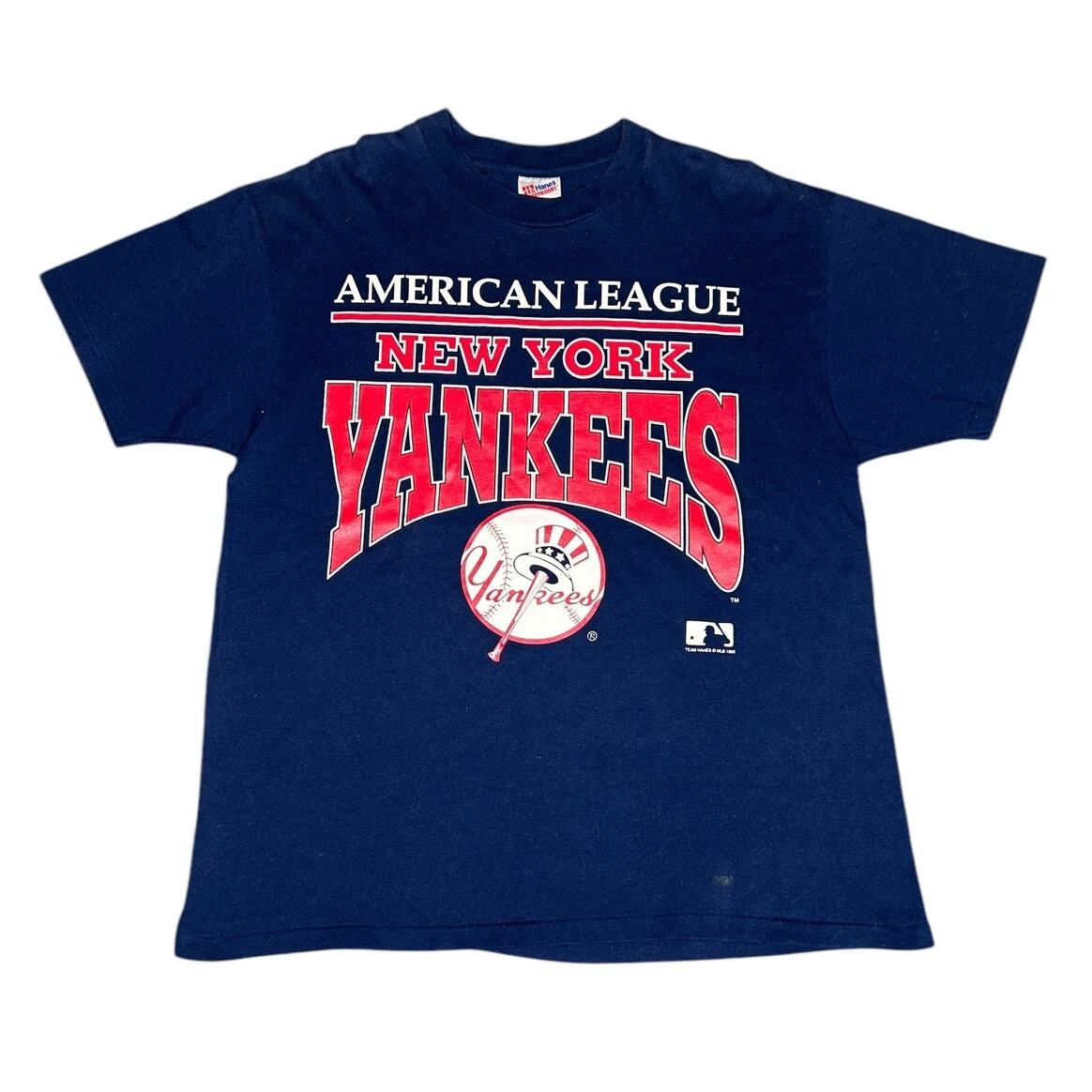 Vintage 90s New York Yankees MLB Logo Single Stitch XL T-Shirt