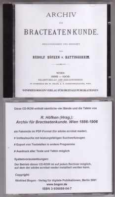 >CD Rudolf v. Höfken (Hrsg.): Archiv für Bracteatenkunde. 4 Bde. Wien 1886-1906