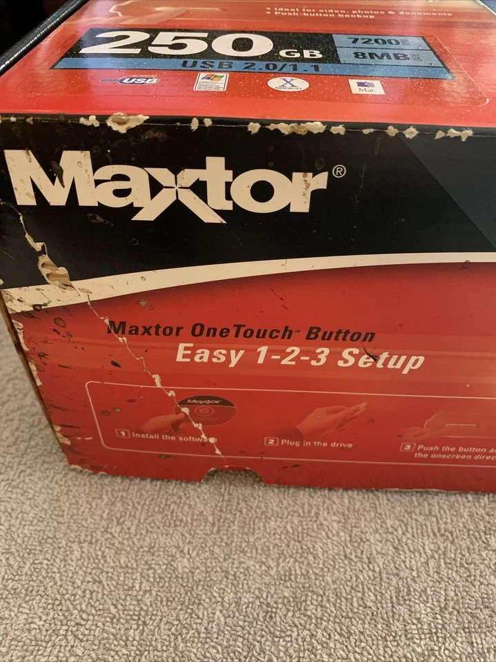 Disco duro externo Maxtor One Touch 250GB 8mb Cache USB 2.0 / 1.1 Almacenamiento + Uno Foto 3 de 4