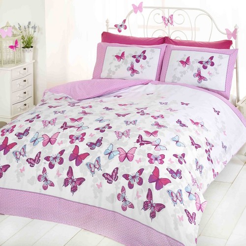 BUTTERFLY FLUTTER SINGLE DUVET COVER SET - PINK