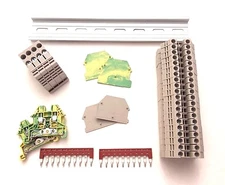 DIN Rail Terminal Block Kit Dinkle 20 DK4N 10 AWG Gauge 30A 600V Ground Jumper