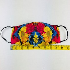 Flores Yellow Flowers Zinnias Face-Mask Adult Sz Hand-Made In Mexico Cubre-bocas