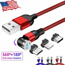 180  360  Rotate Magnetic Charger Cable Phone Fast Charging Type C Micro USB Lot