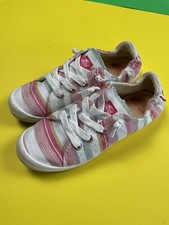 Roxy Slip On Style Colorful Stripe Pink White Girl's Shoe Size 5 - Super Cute