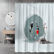 Koi Fish Shower Curtain Japanese Zen Pond Graphic