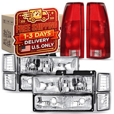 Headlight Taillight Combo Chrome Clear For 1994-1998 Chevy Ck Tahoe Suburban