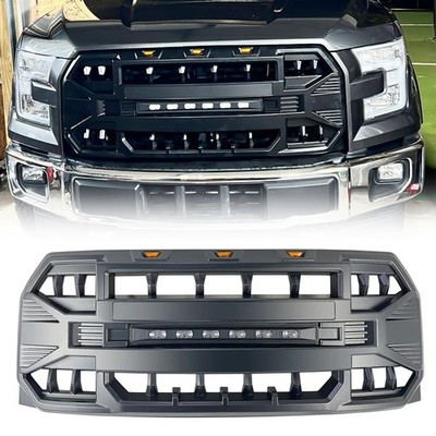 Front Armor Grille Bumper Grill w/ Off-Road LED Lights For 15-17 Ford F150 F-150