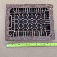 Vtg Antique Cast Iron Floor Heating Vent Register Grate 13 7/8” X 10 7/8”