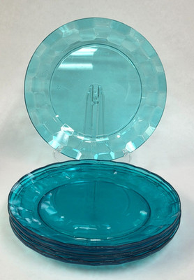Set of 8 Tupperware Ice Prisms Dessert Plate Salad 8.25'' Aqua Blue Acrylic