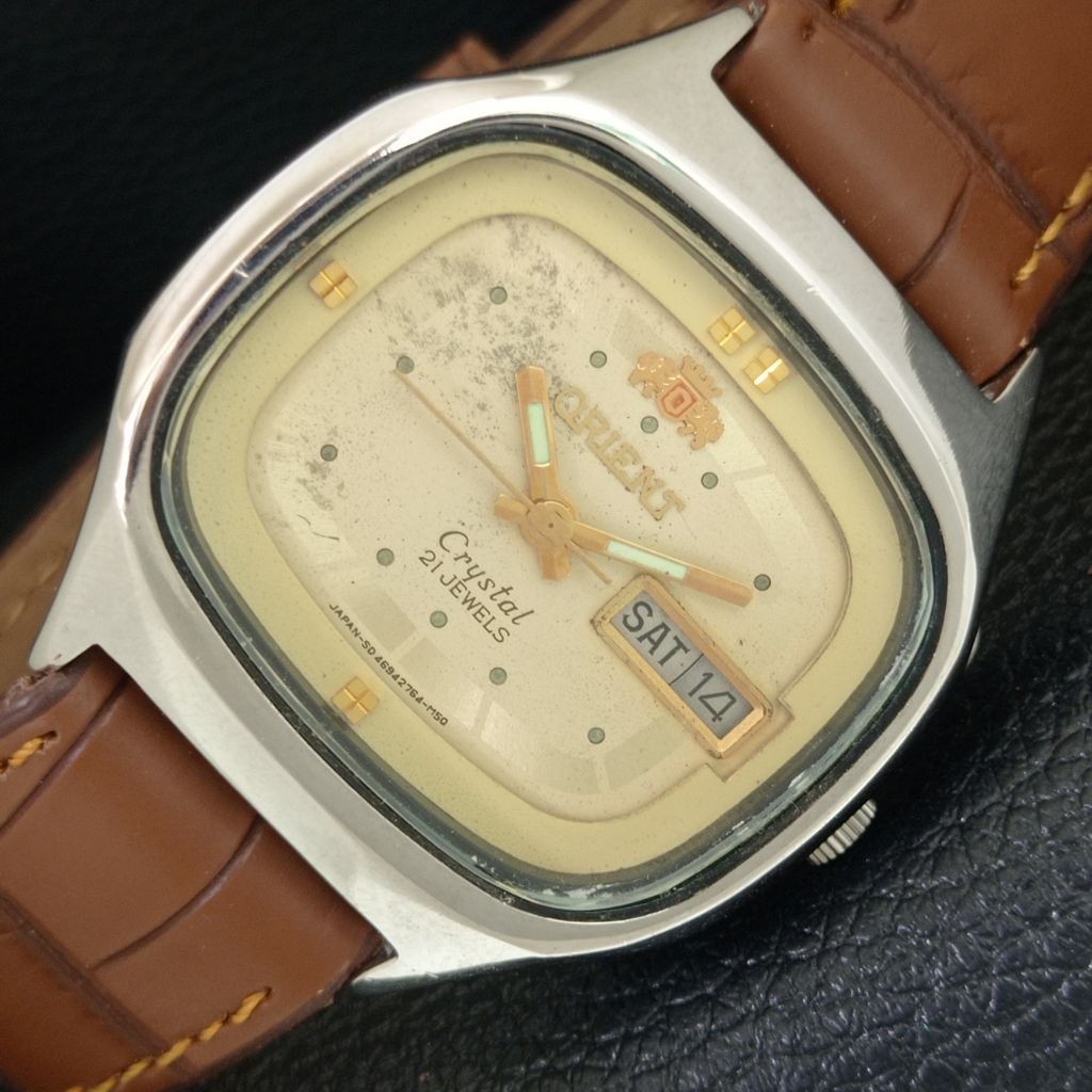 a703443-1 ORIENT WATCH ORIGINAL DIAL CRYSTAL JAPAN MENS VINTAGE AUTOMATIC 46941 - vintagewatches.pk