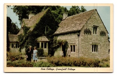 Rose Cottage Greenfield Village 17th Century Limestone Postcard
